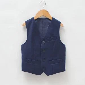 Custom High Quality Unisex School Uniform Blazer Waistcoat Vest Kids Navy Blue School Waist Coat
