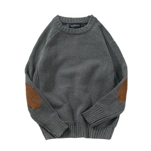 Custom Hong Kong Style Handsome Boy Vintage Patch Design Jumper Pullover Men’s Sweater