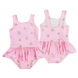 Custom Kids Bathing Suits Swimwear Quick Dry One Piece Sleeveless Baby Girl’s Beachwear with Skirt