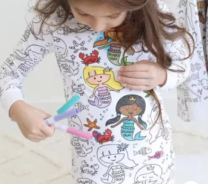 Custom Kids Cartoon Graffiti Pajamas Sleepwear DIY Colouring Pyjamas Sets Boys Girls Cotton Coloring Pajamas With Markers