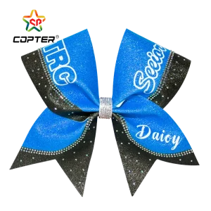 Custom Kids Glitter Cheer Bows Rhinestone Cheer Bow Hair Accessories for Girls