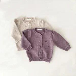 Custom Kids Knitted Cardigans Girls Fall Winter Clothes Button Knit Sweater Coat Cloak Warm Thick Jacket