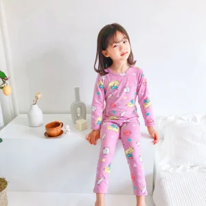 Custom Kids Pajamas Cotton Girls Kids Pajamas Sets Children Sleepwear Baby Tights