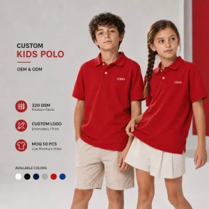 Custom Kids Polo T Shirts OEM ODM Private Label Cotton School Uniform Boys Girls Polo Tee with Embroidery Logo