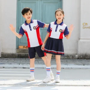 Custom Kids Primary School Uniforms Design Polo Shirt Colours Boys Girls White Shirt Skirt Dress Pants Uniform