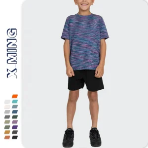 Custom Kids Quick-Dry 100%Polyester Running Training Sport Tshirts Short Summer Children Heather Color Boys T Shirt Short Sleeve