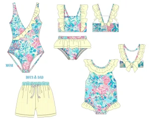 Custom Kids Swimwear Beachwear for Boys Girls Bikini Smocked Two Pieces