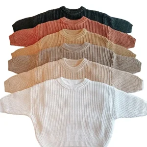 Custom Knit Children Winter Girls and Boys Oversize Cotton Pullover Kids Baby Sweaters