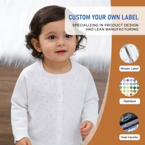 Custom Knitting Kids Sweater Child Solid Color Crewneck Cardigan Sweater Designed for Kids