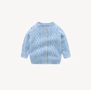 Custom Knitting Patterns Woolen Fancy Kids Sweater Boys Cute Solid Color Crewneck Cardigan Sweater Designed for Kids