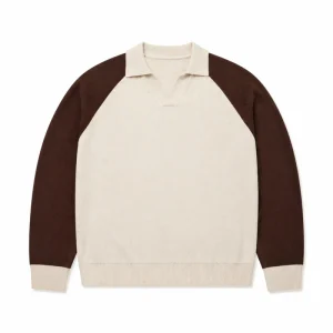 Custom LOGO Men Winter Wool Sweater Color Block Jumper Casual Pullover Boys Knitwear Polo V Neck Design Knitted Sweater Men