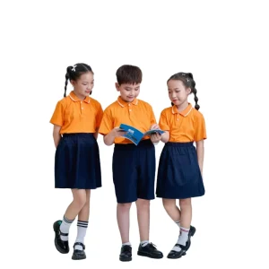 Custom Label Low Price Kindergarten Students Kids Boys Polo T shirt Two Piece Set School Uniform