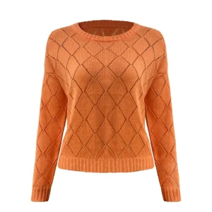 Custom Ladies Sweater Long Sleeve Knitwear Crew Neck Women Clothes Girl Knitted Pullover Wool Sweater