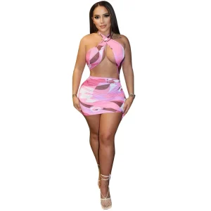 Custom Latest High Quality Dress Fashion Girls Patchwork Mini Clothing Women Slim Sexy Geometric Casual Backless Cross Dress