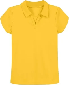 Custom Logo 100% Cotton Girl School Uniform Short Sleeve Performance Polo V neck Solid Color Girls Polo Shirts