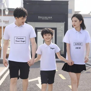 Custom Logo 100% Cotton Polo Shirt Boys and Girls Team Work Uniform Golf Polo T Shirt Short Sleeve Summer Tops for Parent child