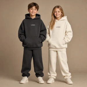 Custom Logo Autumn Casual Kids Hoodie Set 2 10 Years OEM Boys Girls Fleece Hoodie Jogger Children Sweatsuit Tracksuit