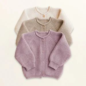 Custom Logo Autumn Knit Sweater Cardigan Infant Knitted Coat Boy Girl Solid Color Top