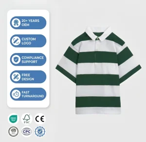 Custom Logo Boys Solid Casual Polo Shirt Forest Green White Short Sleeve Knitted Cotton School Uniform Kids Oversized OEM