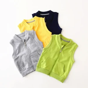 Custom Logo Boys and Girls Waistcoat Windbreaker Vests Zipper Jacket Coat Kids Winter Children Autumn Outwear Sleeveless Jacket
