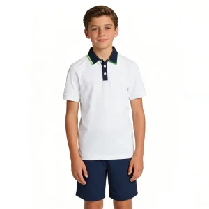 Custom Logo Brand Quality Design 4 way Stretch UPF 50 Sun Protection Solid Color Blank Boys’ Golf Polo T Shirt