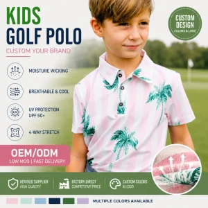 Custom Logo Children Boy Youth Dry Fit Kids t Shirt Golf Shirt Clothes for Parent child Golf Polo Shirts Tiny Print or Design
