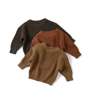 Custom Logo Children Sweater Baby Knitted Cotton Girls Sweater Boys Toddler Pullover Clothes for Kids