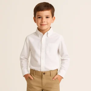 Custom Logo Children’s Plain Oxford Boys’ Shirt Button Long Sleeve School Dress Shirt