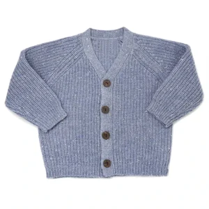Custom Logo Chunky Knit Baby Sweaters 100% Cotton Thick Knitted Kids Boys Girls Cardigans Winter