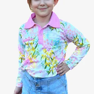 Custom Logo Colourful Design Print SPF 50 Breathable Quick Drying Zip Pocket Girl Sports Long Sleeve Polo T Shirt