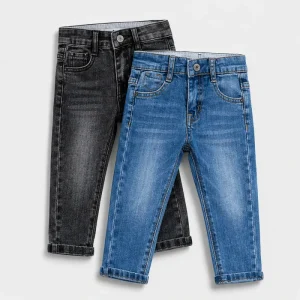 Custom Logo Denim Jeans for Kids 2 10Y Boys Slim Fit Stretch Blue Washed Children Casual Jeans Pants OEM ODM Factory