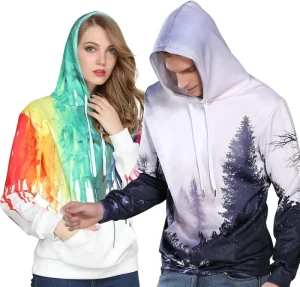 Custom Logo Embroidered Unisex Hoodies 3D Print Galaxy Pullover Hooded Sweatshirt Big Pockets Men Teen Boy Girl OEM ODM