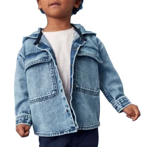 Custom Logo Fashion Street Wear Jacket Boys Button Vintage Jackets Kid Acid Wash Denim Jacket