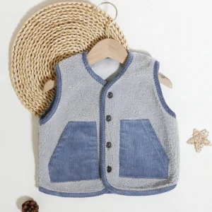 Custom Logo Infant Warm Girls Boys 100% Polyester Sleeveless Waistcoats With Button Baby Vests