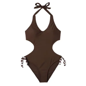 Custom Logo Kids Girls 1-PC Halter Swim Swimwear Beachwear