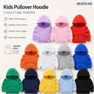 Custom Logo Kids Hoodie 100% Cotton Blank Pullover Sweatshirt French Terry OEM ODM Children Boutique Clothing