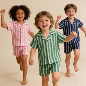 Custom Logo Kids Sleepwear Toddler Kids Baby Pajamas Comfortable Children’s Clothing Pajamas for Summer