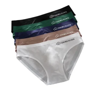 Custom Logo Men’s Polyamide Boxer Briefs Ice Silk Sexy T Triangle Low Waist Loose Fit Anti Bacterial Bikini Briefs for Boys