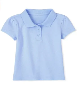 Custom Logo School Uniform Blank White Polo Girls Uniform Short Sleeve Cotton Knitted Ribbed Pique Polo Shirt for Kids Girls Boy