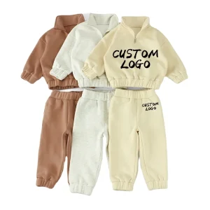 Custom Logo Spring Autumn Child Clothes Outdoor Sports Kids Tracksuit Set Zipper Neck Boys Clothing Sets