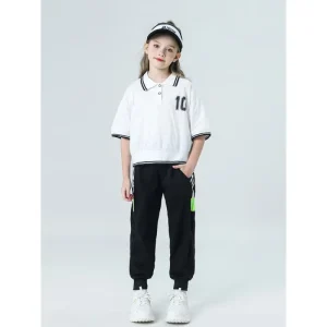 Custom Logo Summer Heavyweight Polyester Cotton Oversized Long Sleeve Quick Dry Polo Collar Preppy Style Girls T Shirt