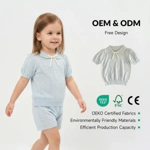 Custom Logo Summer Kids Girls Sweater Infant Solid Color Knitted Clothes Children’s Knitwear