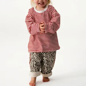 Custom Logo Toddler Girls Casual Long Sleeve T Shirts Basic Oversized Cotton Crewneck Striped Blouse Drop Shoulder Tee Top