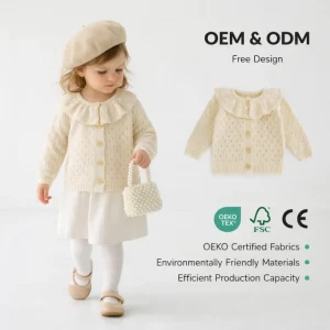 Custom Logo Winter Newborn Baby Knit Cardigan Infant Knitwear Kids Girl Sweaters OEM Supplier