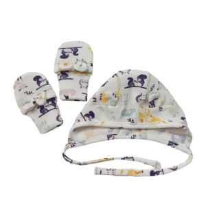 Custom Logo Winter Warm 100% Merino Wool Beanie Hat and Mittens Set for Newborn Baby Kids for Outdoor Scenes