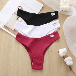 Custom Logo Women Cotton Thread Sexy Seamless Underwear Low-Rise Panties Briefs Girls Thong for Woman