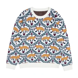 Custom Logo Women Sweater Animal Pattern Knitwear Crew Neck Pullover Casual Winter Women Knitted Girl Sweater