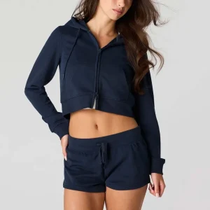 Custom Logo Women’s French Terry 2″ Short Low Elastic Waistband Shorts Drawstring Waist Breathable Casual Loungewear Bottoms