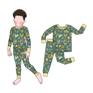 Custom Long Sleeves 2pc Boy Sleepwear Pajamas Pants Set for Kids Children Personality Pajamas and Sleepwear