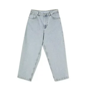 Custom Men 100% Cotton Light Blue High Waisted Tapered Legs Damage Jeans Baggy Fit Big Boy Jeans
